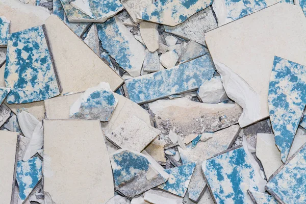 Broken Tiles Demolition Old Flooring Texture Worn Retro Floor Pieces — Stock Photo, Image