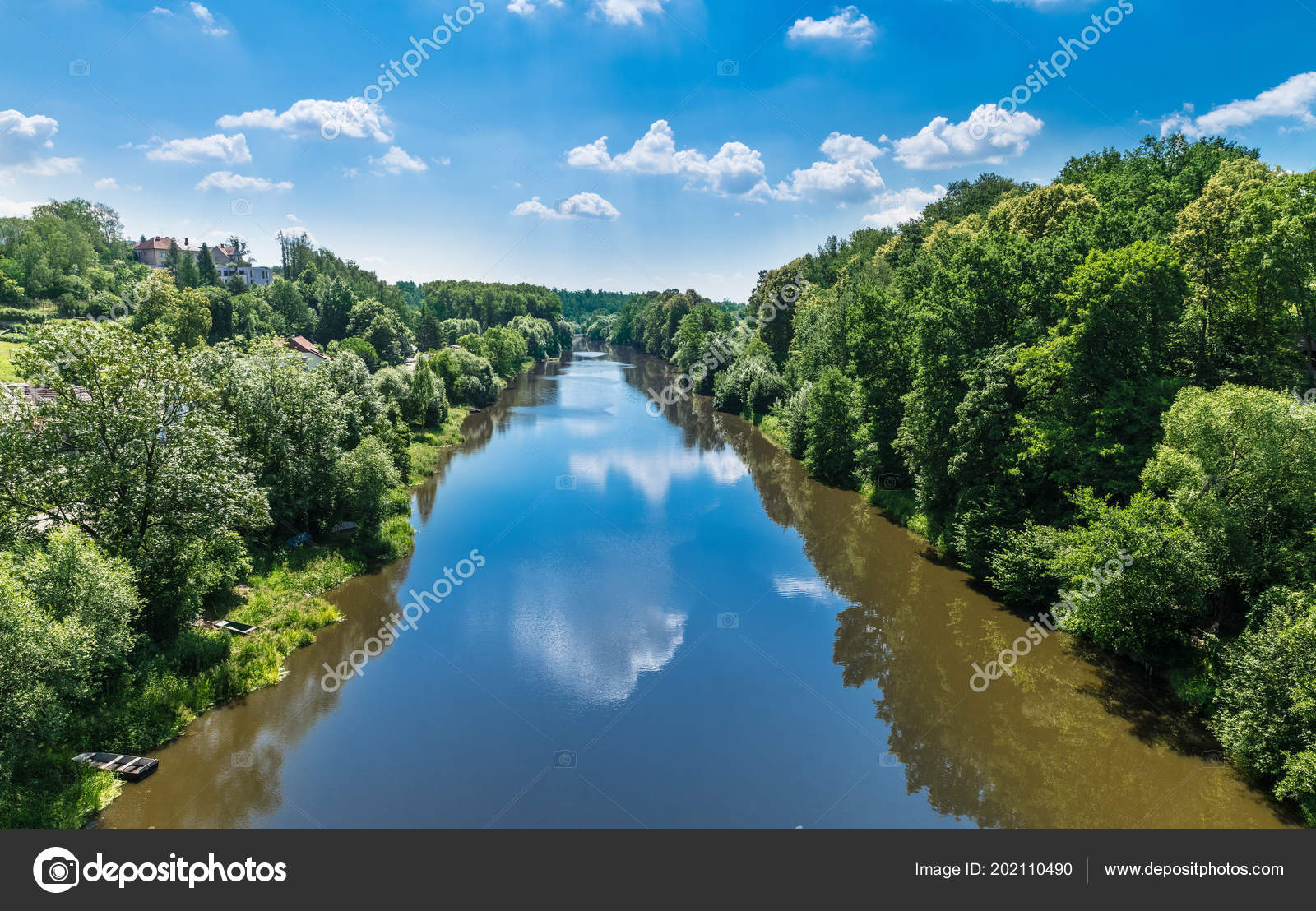 Watercourse Luznice River Tabor City Southern Bohemia Europe Scenic