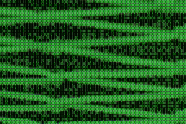 Texture from binary net of digital informations. Green lines and nodes of 1 and 0 digits. Data transfer on black background. Idea of digitization, cyberspace, spy, cyber crime, artificial intelligence.