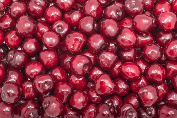 Pięknych Tekstur Świeżych Owoców Wiśni Prunus Avium Czerwone Tło Owocowy — Zdjęcie stockowe