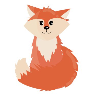 Şirin fox illüstrasyon. Elle çizilmiş vektör çizim, beyaz arka plan üzerinde izole. Oturma portre. Kartpostal, davetiye, tebrik kartı, kitap için kullanılabilir.