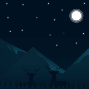 Geyik ile etkileyici ay yükselişi etkileyici bir manzara olabilir. Berrak bir ufukta neredeyse dolunay yavaş yükselişi