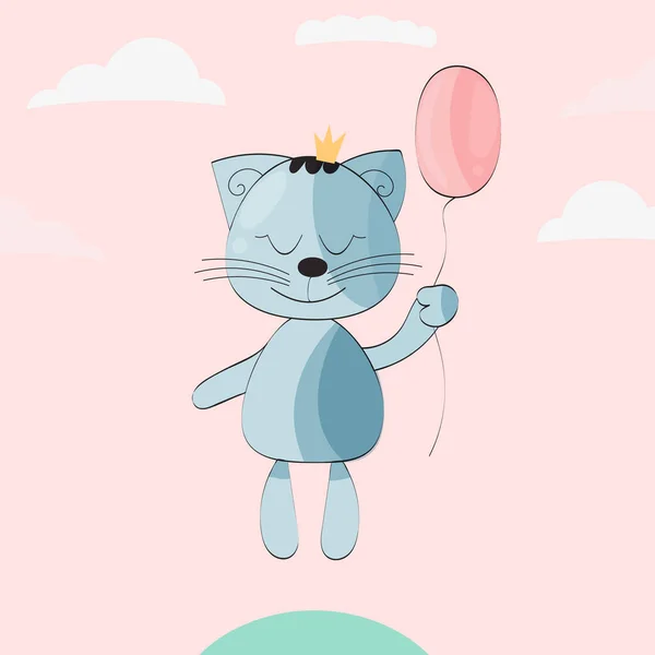 Balonlu Şirin Kedi — Stok Vektör