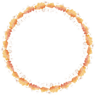 Turuncu yapraklı sonbahar çelengi. Yeni tasarımın için çelenk beyaz arkaplanda izole edildi. 