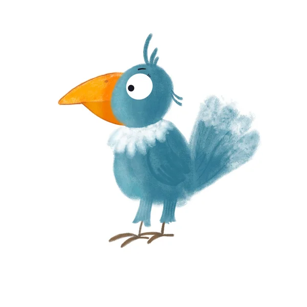 Roztomilý Modrý Kreslený Pták — Stock fotografie