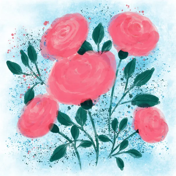 Eleganta Rosa Rosor Digital Illustration — Stockfoto