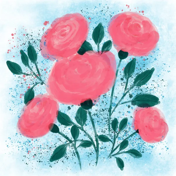 Elegant pink roses.  Digital illustration.