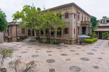 Xiamen, Çin - 30 Mayıs 2018: Yüksek açılı görünüş Hai Tian Tang Gou bina ve zemin Gulangyu Adası