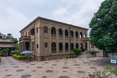 Xiamen, Çin - 30 Mayıs 2018: Yüksek açılı görünüş Hai Tian Tang Gou bina ve zemin Gulangyu Adası