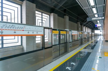 Xiamen, Çin - 06 Ocak 2018: Metro Jimei okul köy İstasyonu