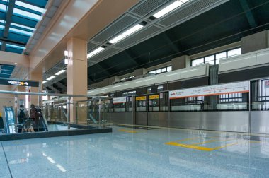 Xiamen, Çin - 06 Ocak 2018: Metro Jimei okul köy İstasyonu