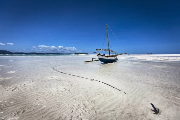 Malagasy Boat Low Water Nosy Iranja Stock Photo