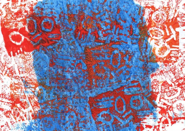 Rojo Azul Abstracto Acuarela Arte — Foto de Stock