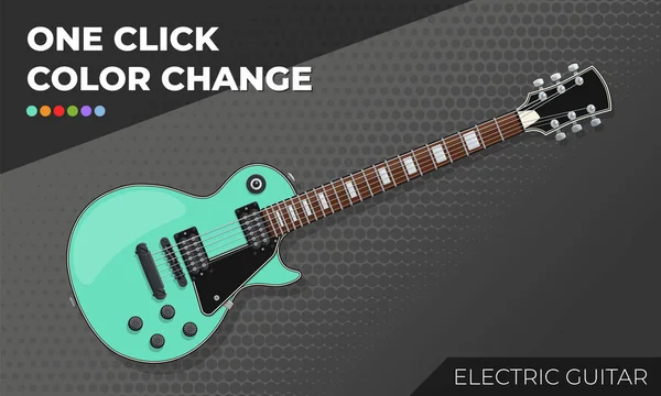 Elektromos gitár. Elszigetelt és réteges objektum, könnyű színváltozás — Stock Vector