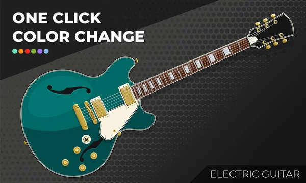 Elektrische gitaar. Geïsoleerde en gelaagde Object, gemakkelijk kleurverandering — Stockvector