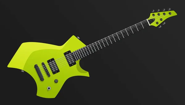 Modern Green Electric Guitar. Perubahan Warna Mudah. EPS10 Vektor - Stok Vektor