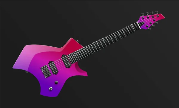 Nowoczesne fioletowy siedem ciąg gitara elektryczna. Zmiana koloru łatwe. Eps10 wektor — Wektor stockowy