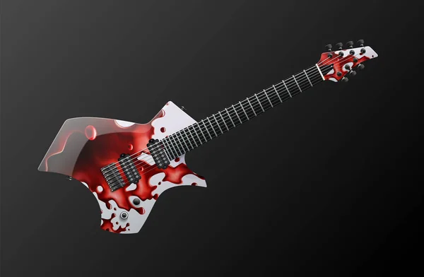 Brutale weiße E-Gitarre mit Blutspritzer-Textur. — Stockvektor