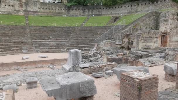 Famous Ancient Roman Theater Ruins Trieste Italy — Stock Video