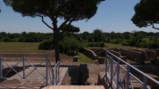 Antika Romerska Ruinerna Ostia Antica Rom Italien — Stockvideo