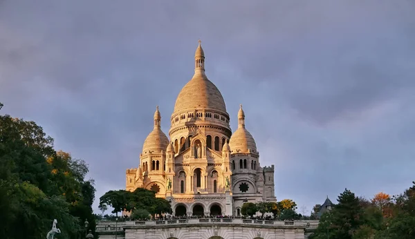Basílica Del Sagrado Corazón París Atardecer París — Foto de Stock