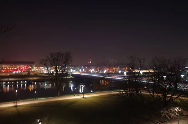 Wisła Nachts Krakau Polen — Stockfoto