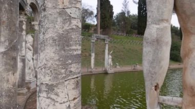 Rome, İtalya - 7 Mart 2019: Antik Havuz Villa Adriana, Hadrian'ın Villa Tivoli kalıntıları arasında