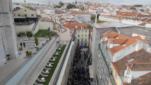 Lisboa Portugal Março 2019 Pessoas Participam Procissão Senhor Dos Passos — Vídeo de Stock