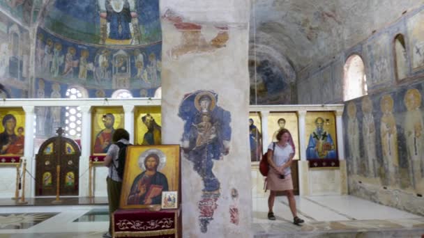 Ohrid Nordmakedonien September 2019 Inneren Der Heiligen Sophia Kirche Befindet — Stockvideo