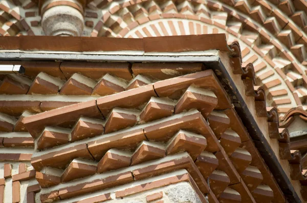 Detalhe tijolos em Santos Clemente e Panteleimon igreja — Fotografia de Stock