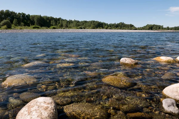 Clear Waters Sesia River Sunny Day Piedmont Italy — Stock Photo, Image