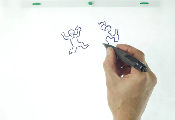 hand drawing cartoon animation on paper