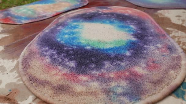 Carpet Colorful Dye Handmade Textile Coloring — Stock Video