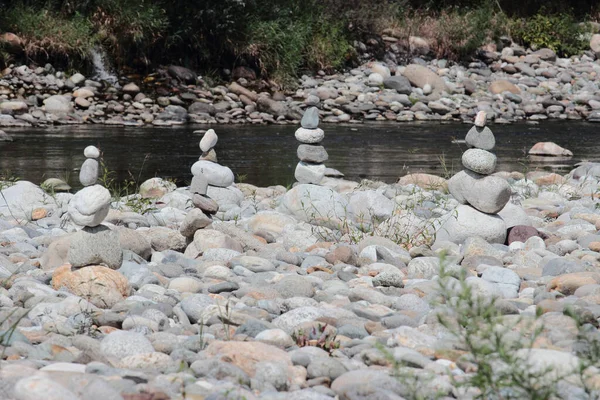 Talya Nın Sesia Nehri Boyunca Nehir Taşları Birikiyor — Stok fotoğraf