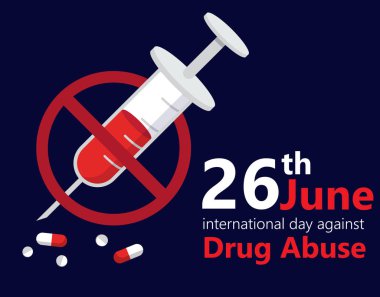 Uyuşturucu istismarı afiş vektör Uluslararası günü