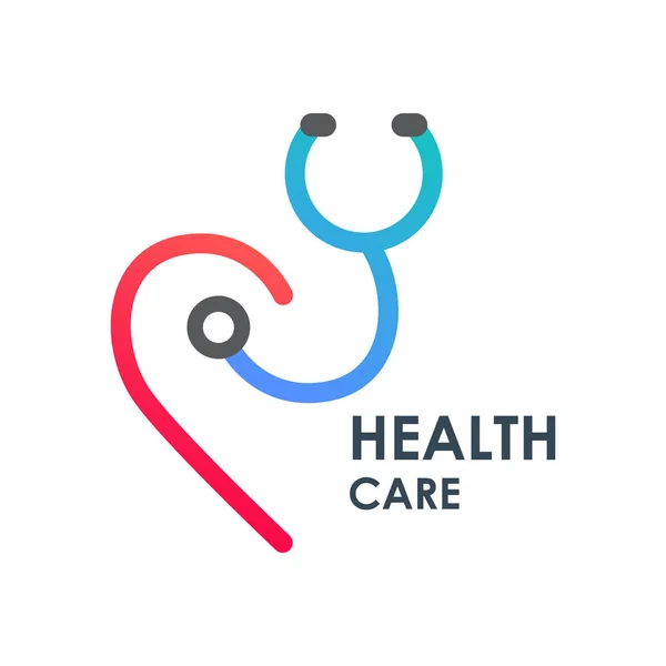 Texto Cuidados Saúde Com Logotipo Linha Fundo Branco Desidn Vector —  Vetores de Stock