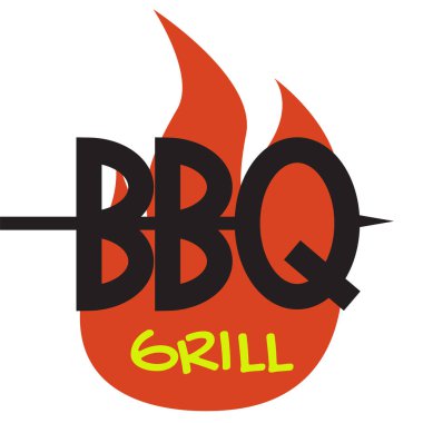  Logo Barbekü ızgara üzerinde beyaz arka plan vektör grafiği