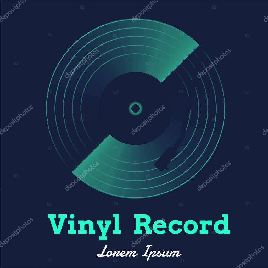 Vinyl record music vector with dark background graphic
