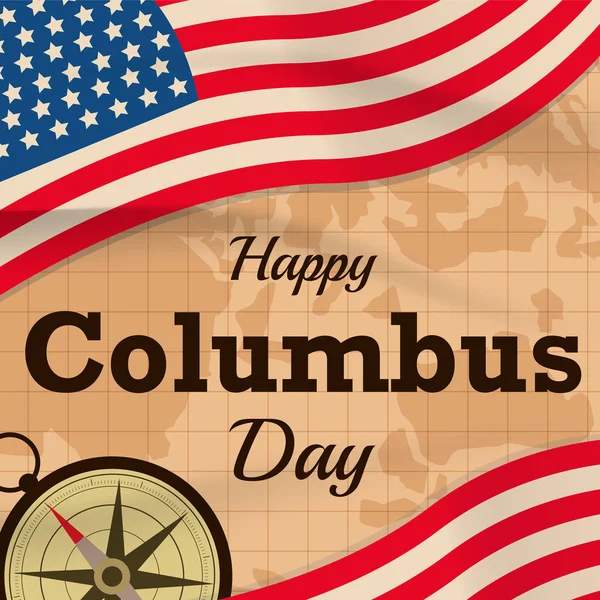 Felice Columbus Giorno Con Vettore Bandiera Usa Sullo Sfondo Della — Vettoriale Stock