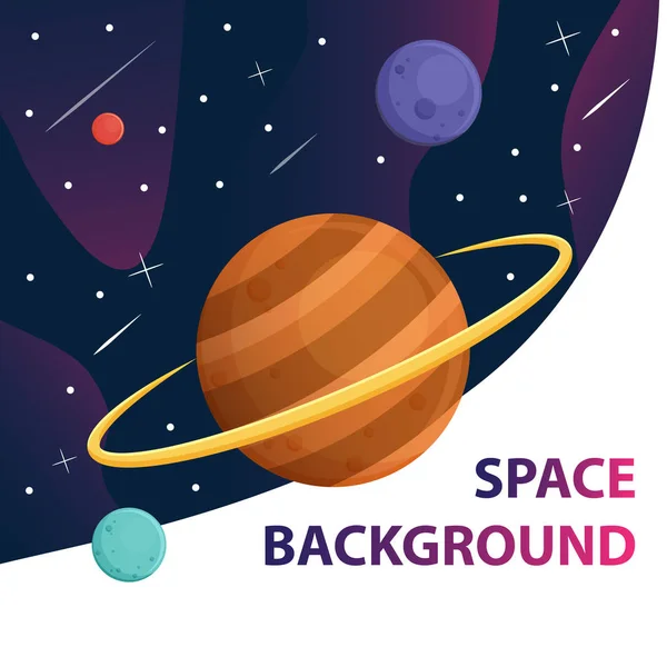 Saturn Planet Space Galaxy Background Vector Banner — Stock Vector