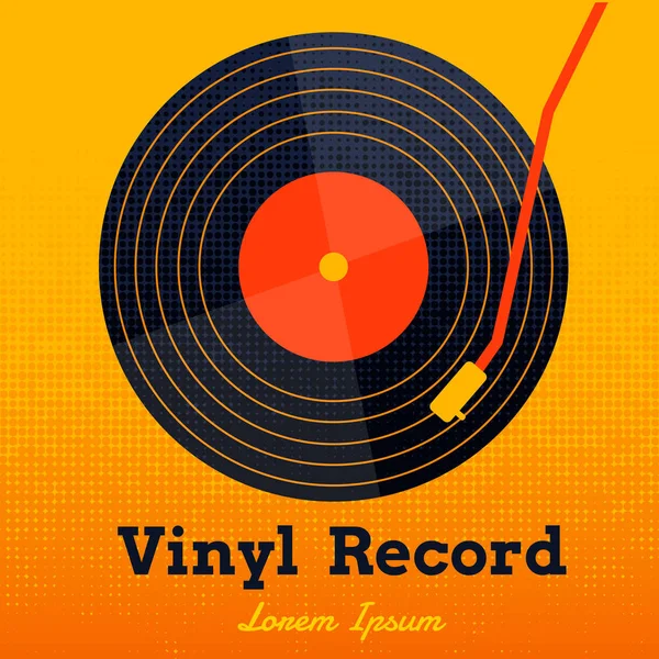 Disco Vinilo Vector Música Con Amarillo Gráfico Fondo — Archivo Imágenes Vectoriales