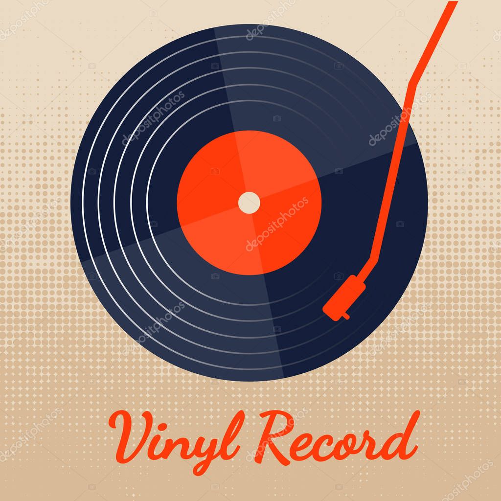Vinyl record music vector with classic background graphic