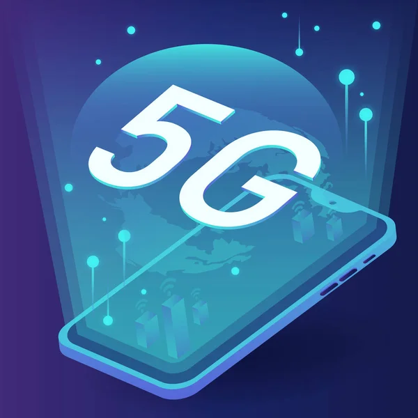 concept of 5G in the future on your phone with network vector