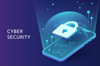 akıllı telefon biyometrik vektör arka plan siber güvenlik