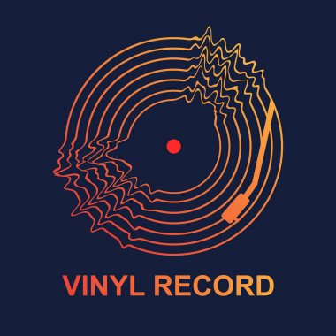  Koyu arka plan grafiği ile soyut vinil kayıt dalga müzik vektörü