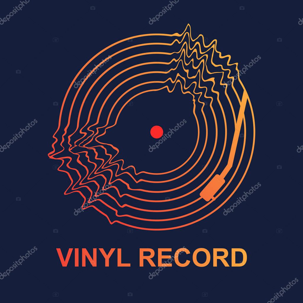 Abstract vinyl record wave music vector with dark background graphic