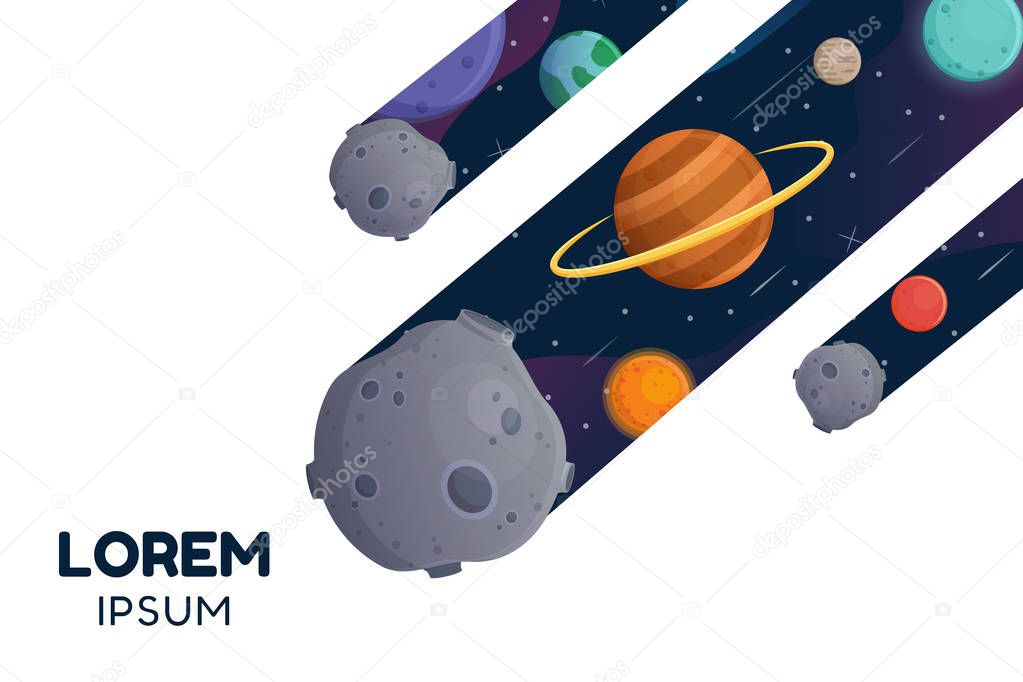 Meteorite with space galaxy vector on write background or banner graphic