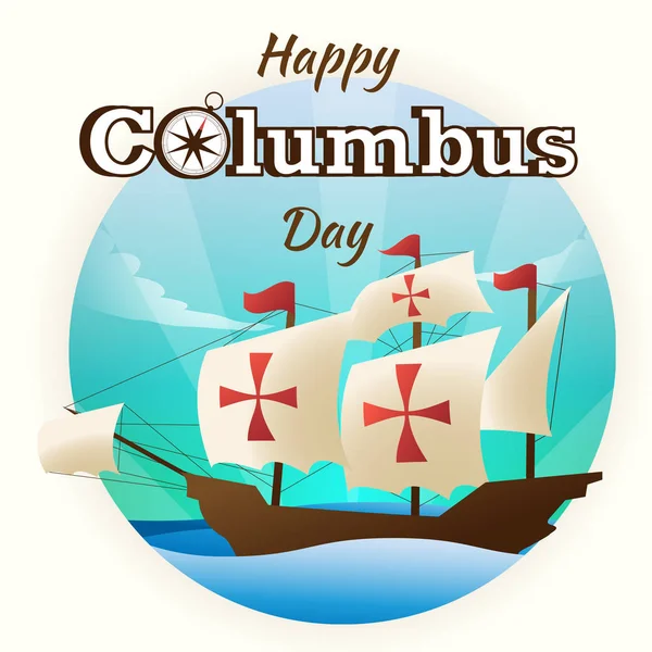 Ilustración Vector Plano Feliz Columbus Día Fondo Banner Gráfico — Vector de stock