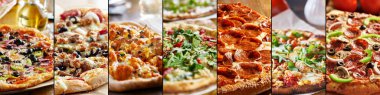 pizza food collage with different styles clipart