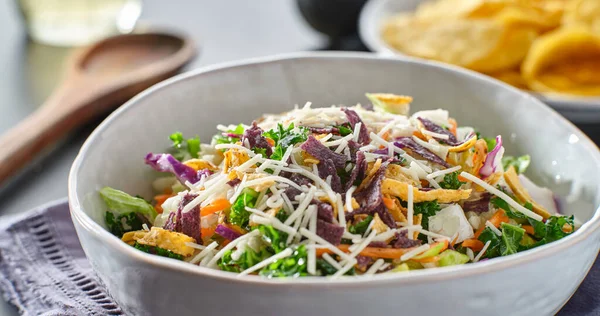 Crunchy Mexican Salad Multi Color Tortilla Strips — Stock Photo, Image